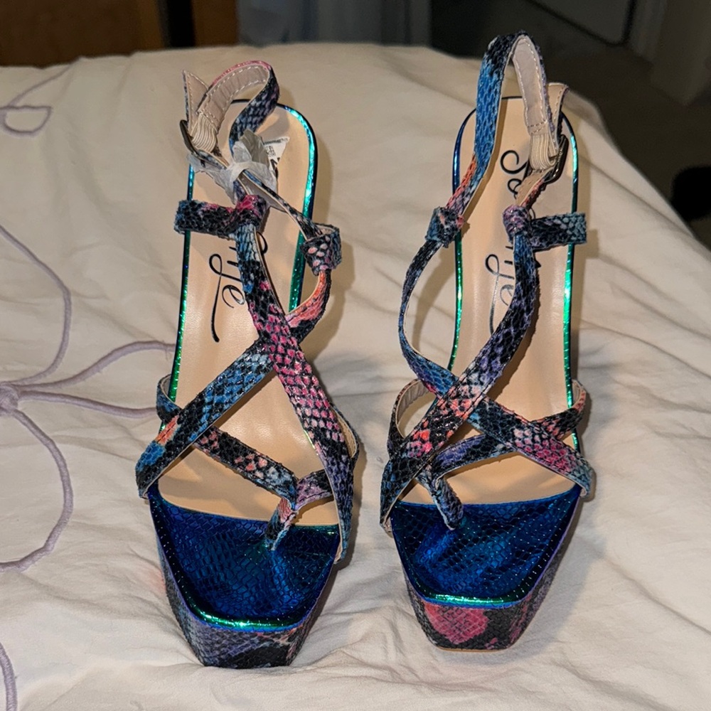 So Me Metallic Blue Strappy Sandals